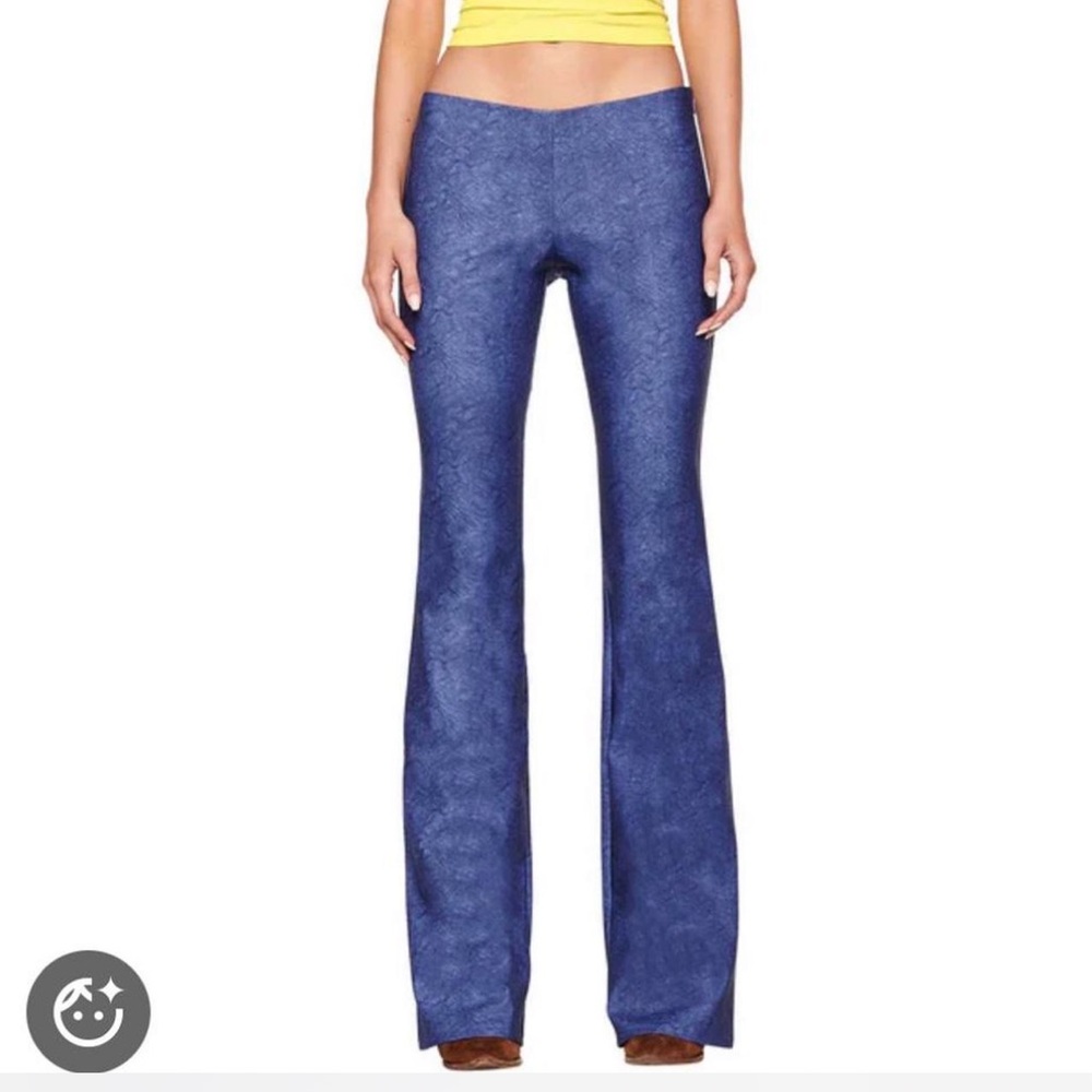 Blue leather pants